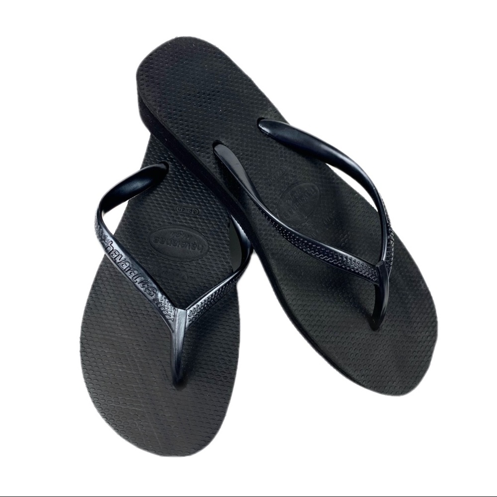 Havaianas Mens Black Flip Flops Size 7/8 (39-40) - Picture 3 of 5